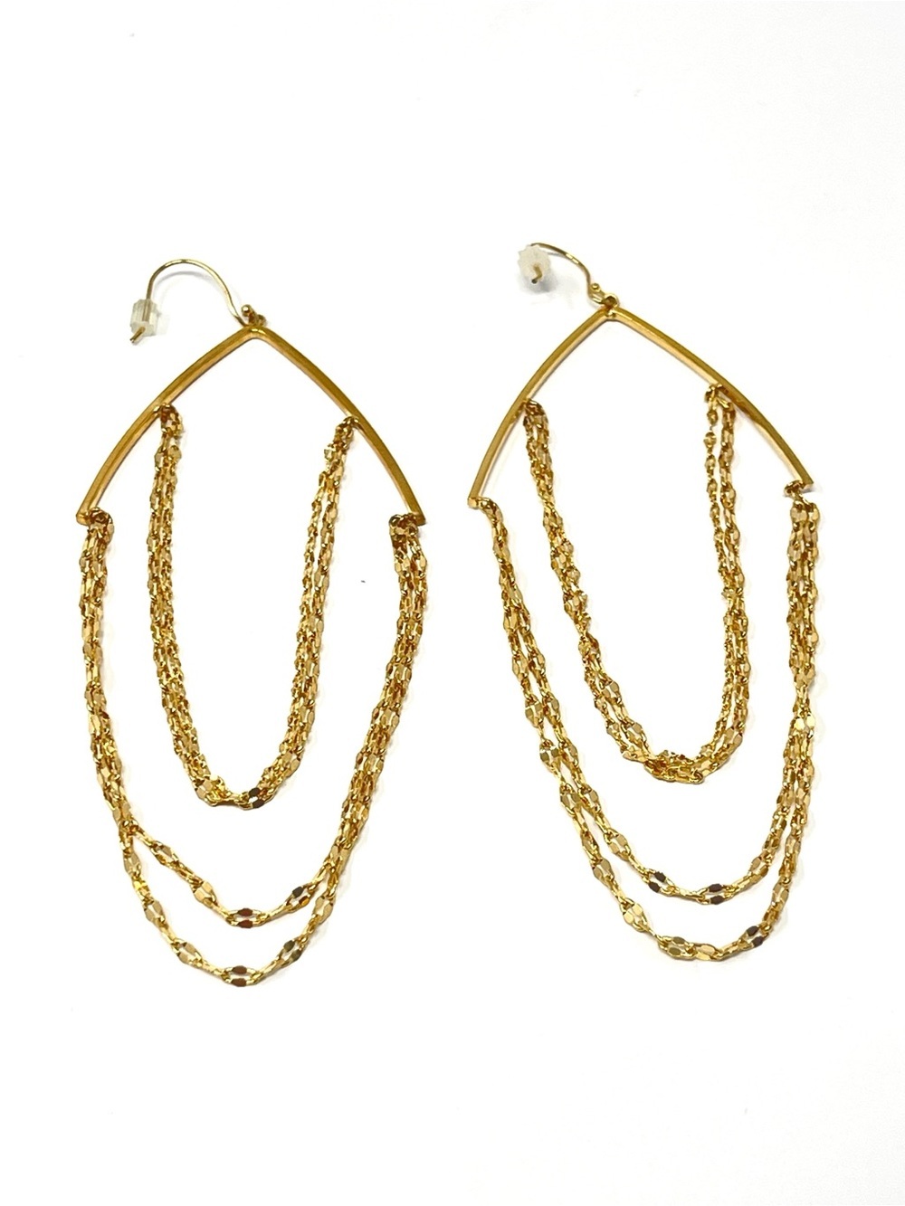 New Anthropologie Delicate Chain Gold Earrings - Picture 3 of 5